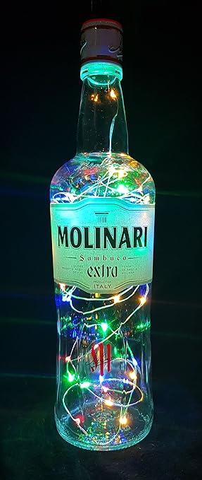 Molinari Sambuca Flaschenlampe mit 80 LEDs Bunt Upcycling Geschenk Idee