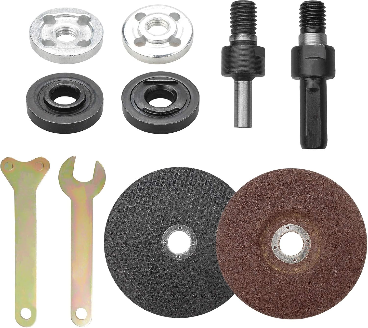 YEYIT 10Pcs Accessories for Angle Grinder & Hand Drill, Connecting Rod, Spanner, Flange Nut, Cutting & Metal Grinding Discs