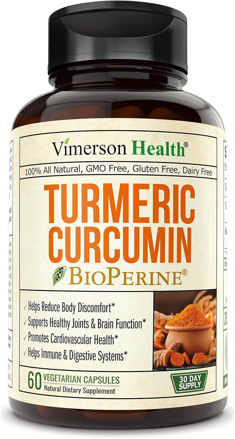 Turmeric Curcumin with BioPerine. Inflammatory Response Support, Antioxidant Properties Supplement with 10 milligrams of Black Pepper for Absorption. Occasional Joint Pain Relief. 60 Capsules: Health & Personal Care