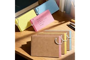 150 Count Colored Index Cards 3x5 Inch with Key Ring, Heavy Weight Flash Cards 3 Color(50 Sheets Each) Portable Ruled Note Ta