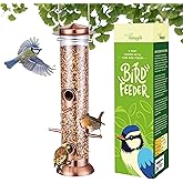 TrampgiK Bird Feeders for Outdoors,13 Inch 6 Ports Squirrel Proof Bird Feefers,Finch Feeder for Outside,Chew-Proof Metal Hanging Bird Feeder,Rust-Proof,Easy to Refill & Clean,Copper,Pack of 1