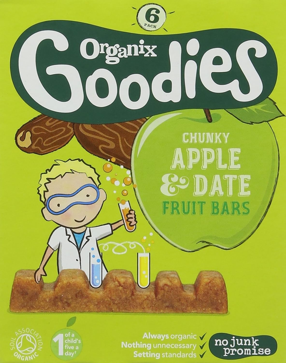 Goodies Organic Date and Apple Chunky Fruit Bars 6 X 17 g, Multi-coloured, 17 g (Pack of 6)