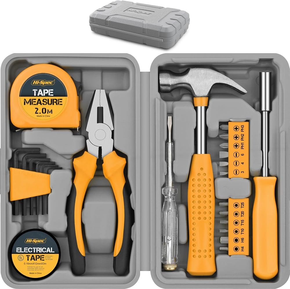 Hi-Spec 24pc Yellow Household DIY Tool Kit Small Box Set