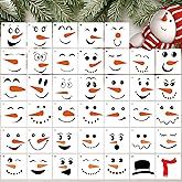 40PCS Snowman Face Stencils – Reusable Christmas Stencils for Crafts, Small Snowman Face Templates for Painting on Wood, DIY