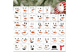 40PCS Snowman Face Stencils – Reusable Christmas Stencils for Crafts, Small Snowman Face Templates for Painting on Wood, DIY 