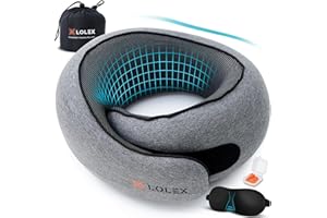 LOLEX™ Travel Pillow, Neck Pillow Travel for Airplane, Car - Super Soft Pure Cotton & Memory Foam Plane Pillow, Lightweight &