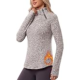 Soneven Women's Fleece Lined Running Sweatshirt 1/4 Zip Asymmetric Neck Winter Outfits with Pockets and Thumb Holes