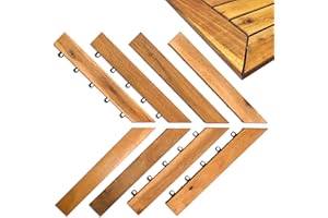MAJESTICK GOODS Edges for Interlocking Deck Tiles | Snap Together Edge for Wooden Flooring | Floor Decking Tile Edge - 12 x 12 Acacia Hardwood Outdoor Flooring Patio, Wooden Floor Balcony (Edge Corner 8 Pack)