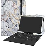 HP Chromebook x2 Case,LiuShan PU Leather Slim Folding Stand Cover for 12.3" HP Chromebook x2 12-fXXX Series 2-in-1 Tablet (Such as 12-f014dx) Tablet PC,Map White