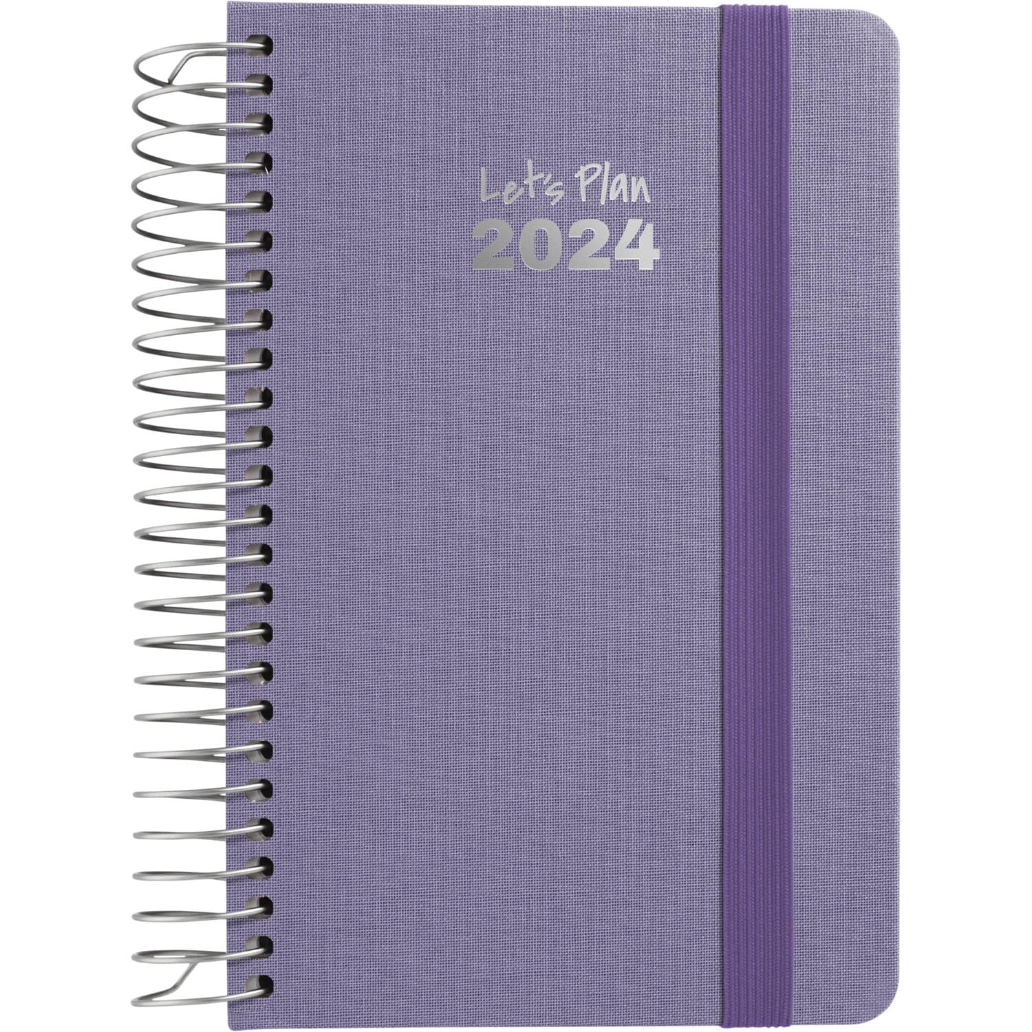 Grafoplás | 2024 Day Page Diary | A6 | Spanish | 10.5 x 16.5 cm | Hard Cover | Fabric Cover | Lavender Blue | Elastic Closure | Fancy Series