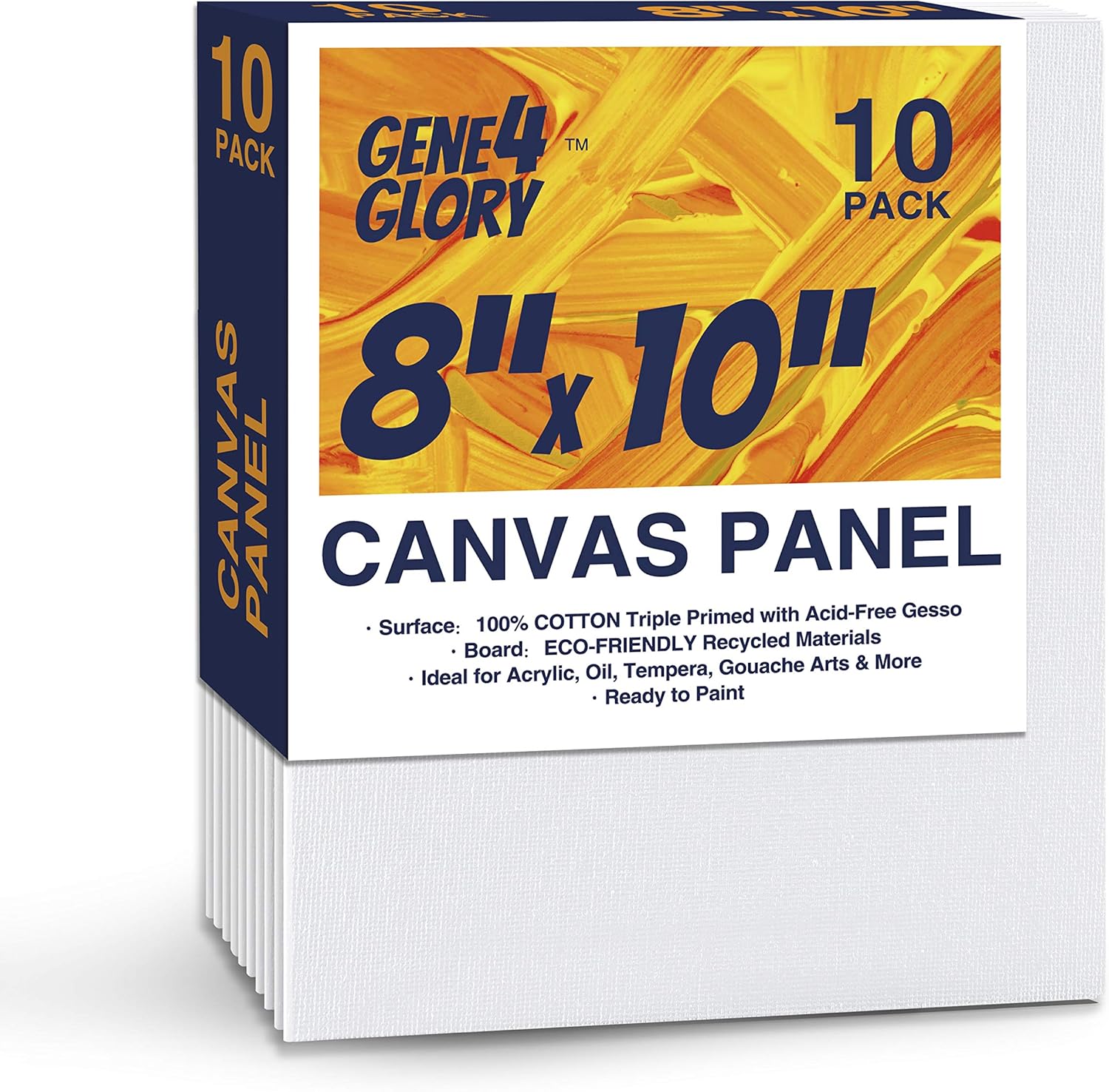 GENE4GLORY Canvas Panel 10 Pack - 8x10 Inch Artist Canvas Board for Painting: Paintings