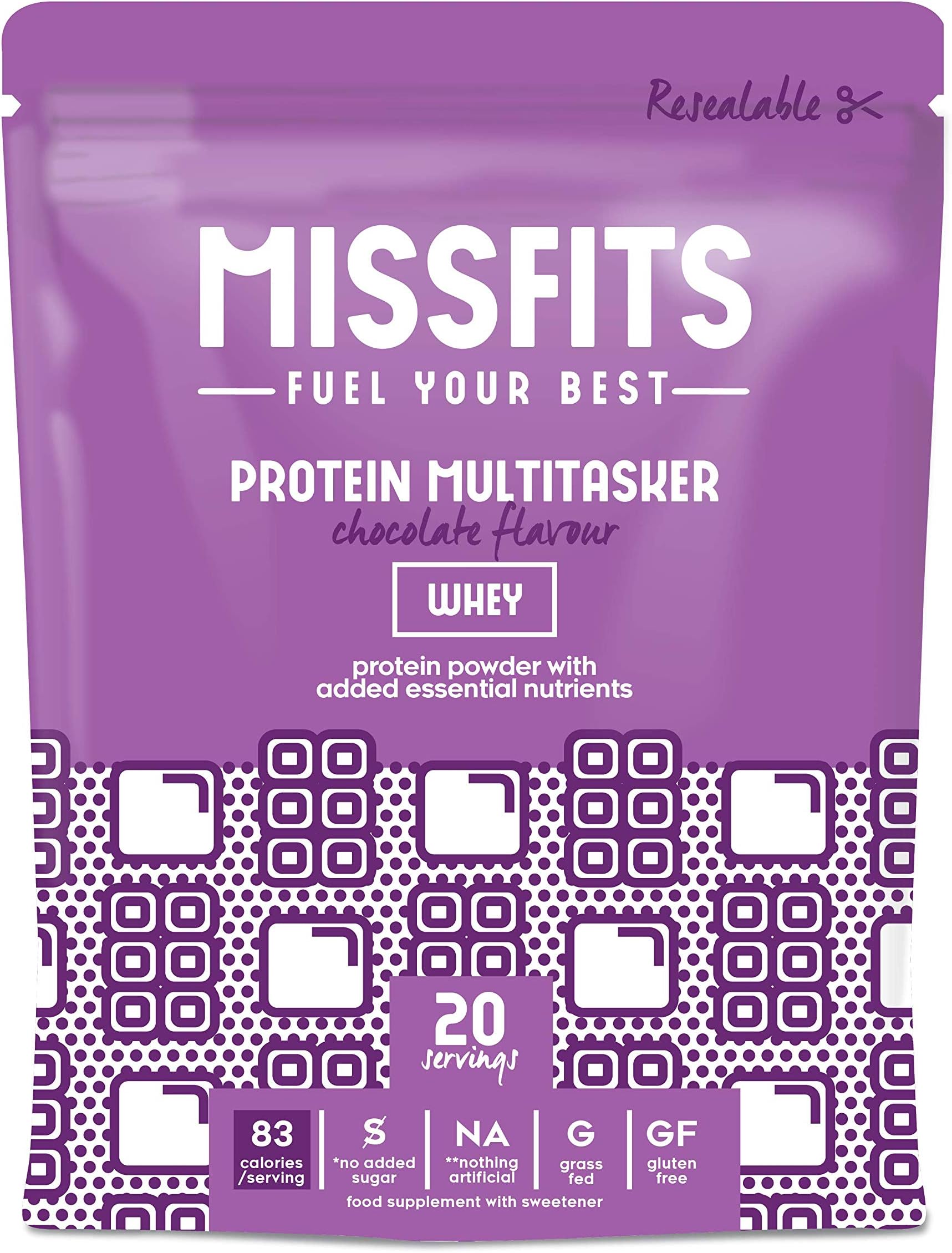 MISSFITS - Whey Protein Isolate Powder (Added Nutrients) - Chocolate 500g (20 Servings)