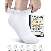Pembrook Ankle Diabetic Socks for Women and Men - 6 Pairs | Low Cut Neuropathy Socks for Women | Smooth Toe Seams