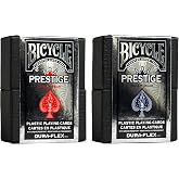 Bicycle Prestige Waterproof Plastic Playing Cards, Red and Blue 2 Pack
