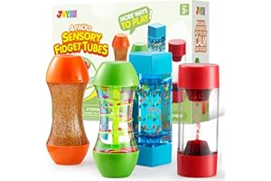 JOYIN 4-Pack Fidget Tubes for Kids, Sensory Tubes, Stress Relief Toy, Speech Therapy, Calming Toys for Children with Autism, 