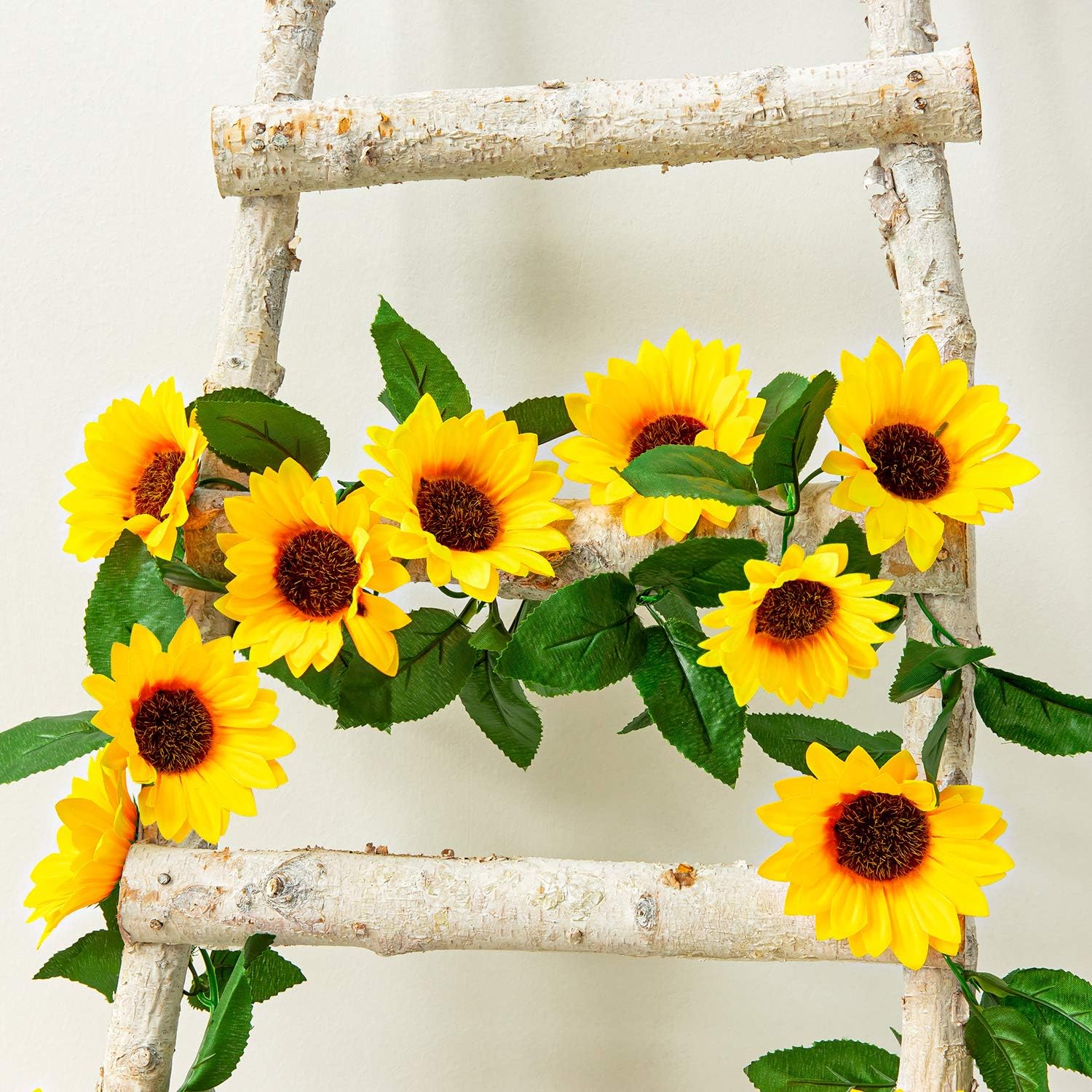 Whaline 2 Pack Artificial Sunflower Garland Silk Sunflower Vine Faux Flower Hanging Garland with Green Leaves Fake Floral Arrangement for Wedding Party Anniversary Home Office Table Centerpiece Decor - Image 5
