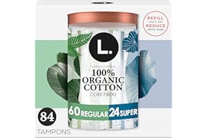 L. Cotton Tampons Regular/Super Absorbency Multipack, Contains an Organic Cotton Core, Made Without Synthetic Pesticides, or 
