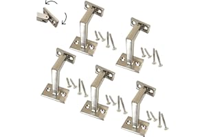 Langdoly 3-3/8" High Swivel Handrail Brackets for Staircase Stair Railing Heavy Duty Black Brackets with Screws (Pack of 5) (Satin Nickle)