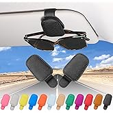 compuda 2 Packs Sunglasses Holder for Car Visor, Genuine Leather Car Sunglass Holder, Glasses Clip for Cars,Auto Interior Acc