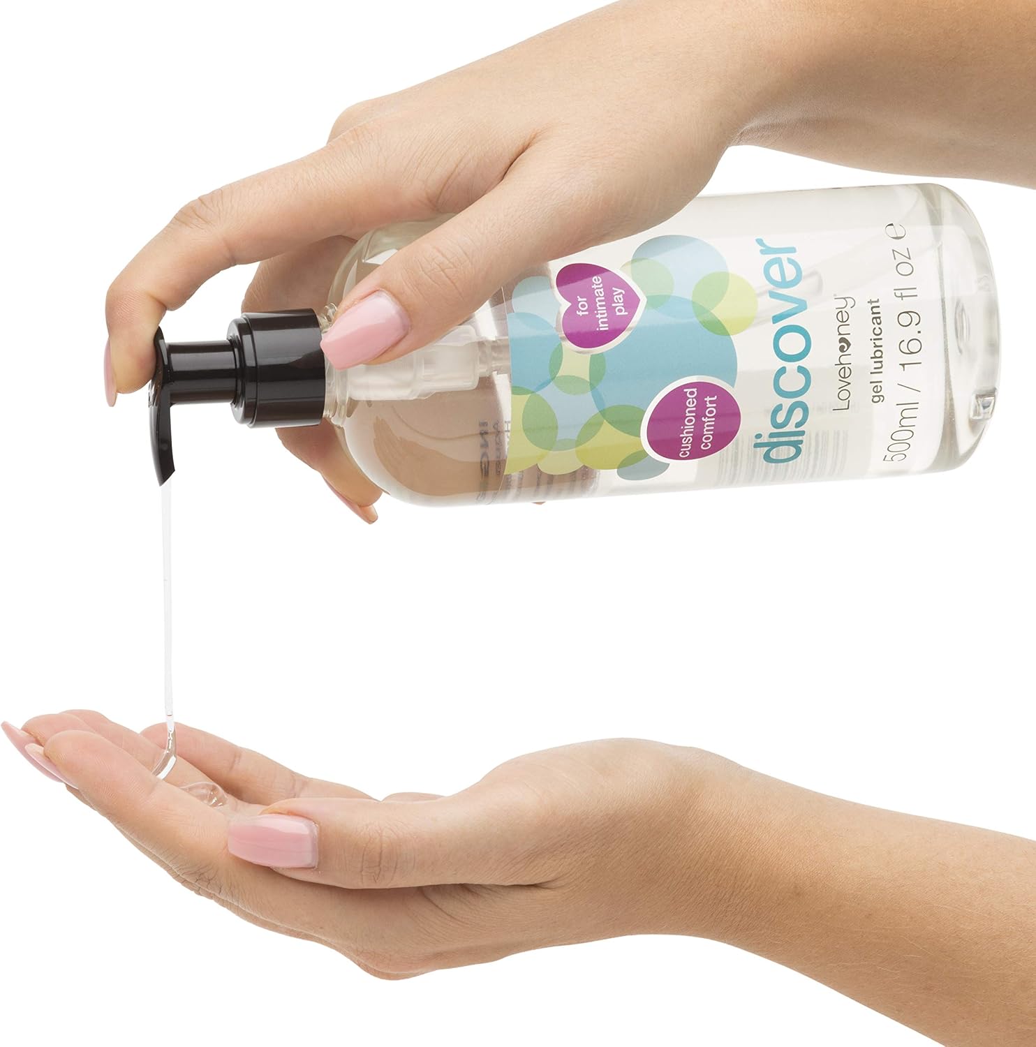 Lovehoney Discover Water Based Lube - Extra Thick Gel Lube - 500ml, Clear, 500 ml (Pack of 1) - Image 3