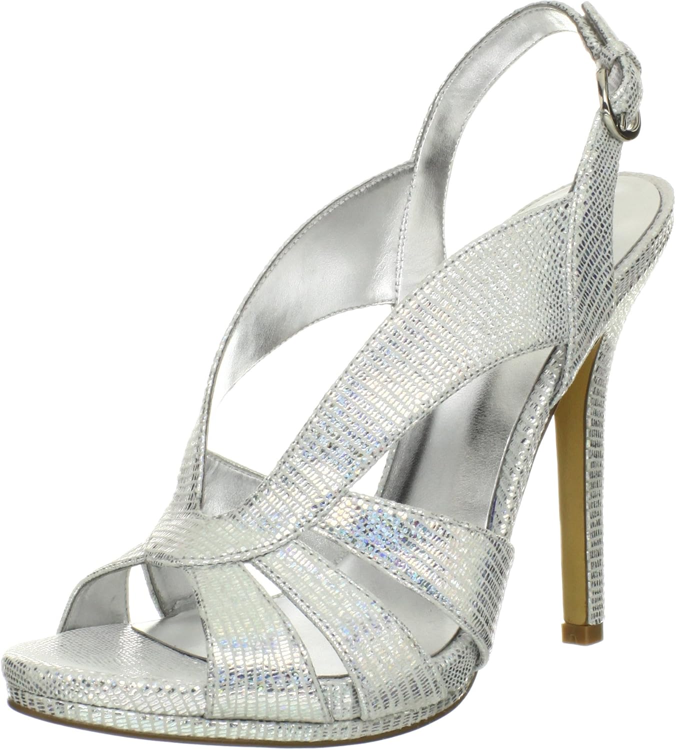 Amazon.com | Nine West Women's Loela Sandal, Silver Metallic, 9.5 M US | Slides