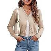 Warmrole Cropped Cardigan Sweaters for Women, Long Sleeve Button Down Knit Bolero Shrugs for Dresses, S-XL