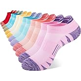 Comfoex Girls Socks 12 Pairs Ankle Breathable Athletic Mesh Cotton Sports Socks For Little Big Kids 4-6 6-8 8-10 Years Old