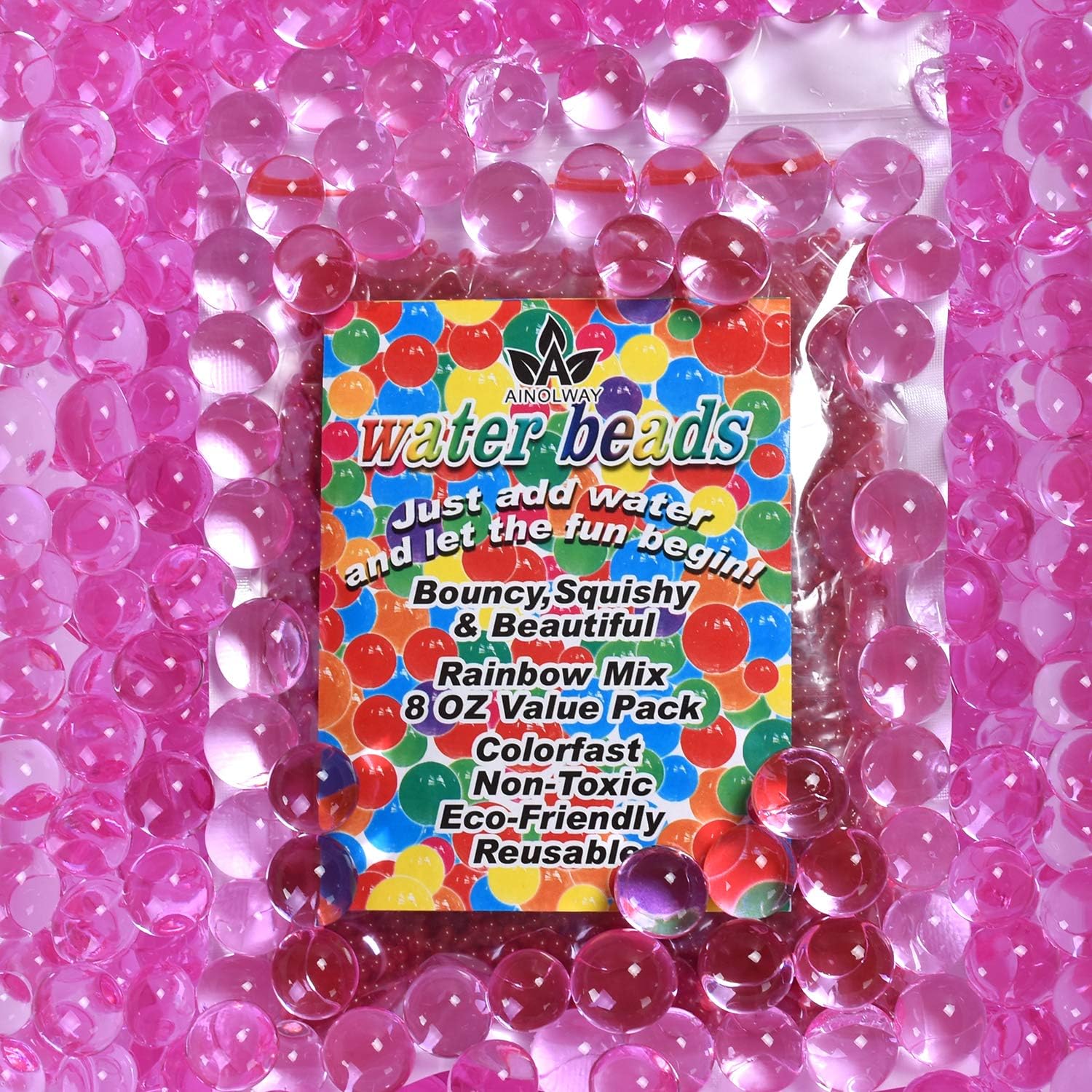 Vase Fillers - AINOLWAY Water Gel Bead Vase Fillers Beads (20000pcs) Water Growing Pearls for Vases, Wedding Centerpiece, Kids Sensory Toys Water Table Activities (8 Oz, Hot Pink)