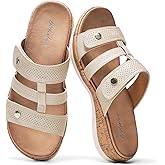 Littleplum Womens Slides Sandals with Arch Support Adjustable Open Toe Slides Soft Cushion Slippers Comfort Walking Summer Shoes