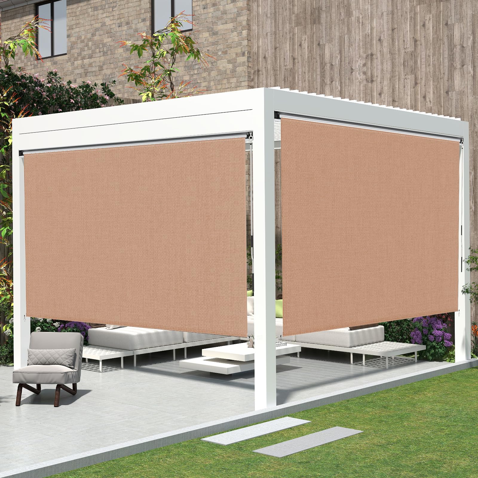 Photo 1 of ** FACTORY SEALED ** ZealWe Outdoor Roller Shades with Heavy Duty Aluminum Alloy Shades Box 6’W x 6’H Cordless Roll Up Exterior Blinds Blackout Sun Shade for Patio, Porch Pergola, Balcony, Mocha