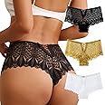 CULAYII Lace Underwear for Women Sexy Bikini Womens Underwear Breathable V-Cross Strap Panties for Women Pack