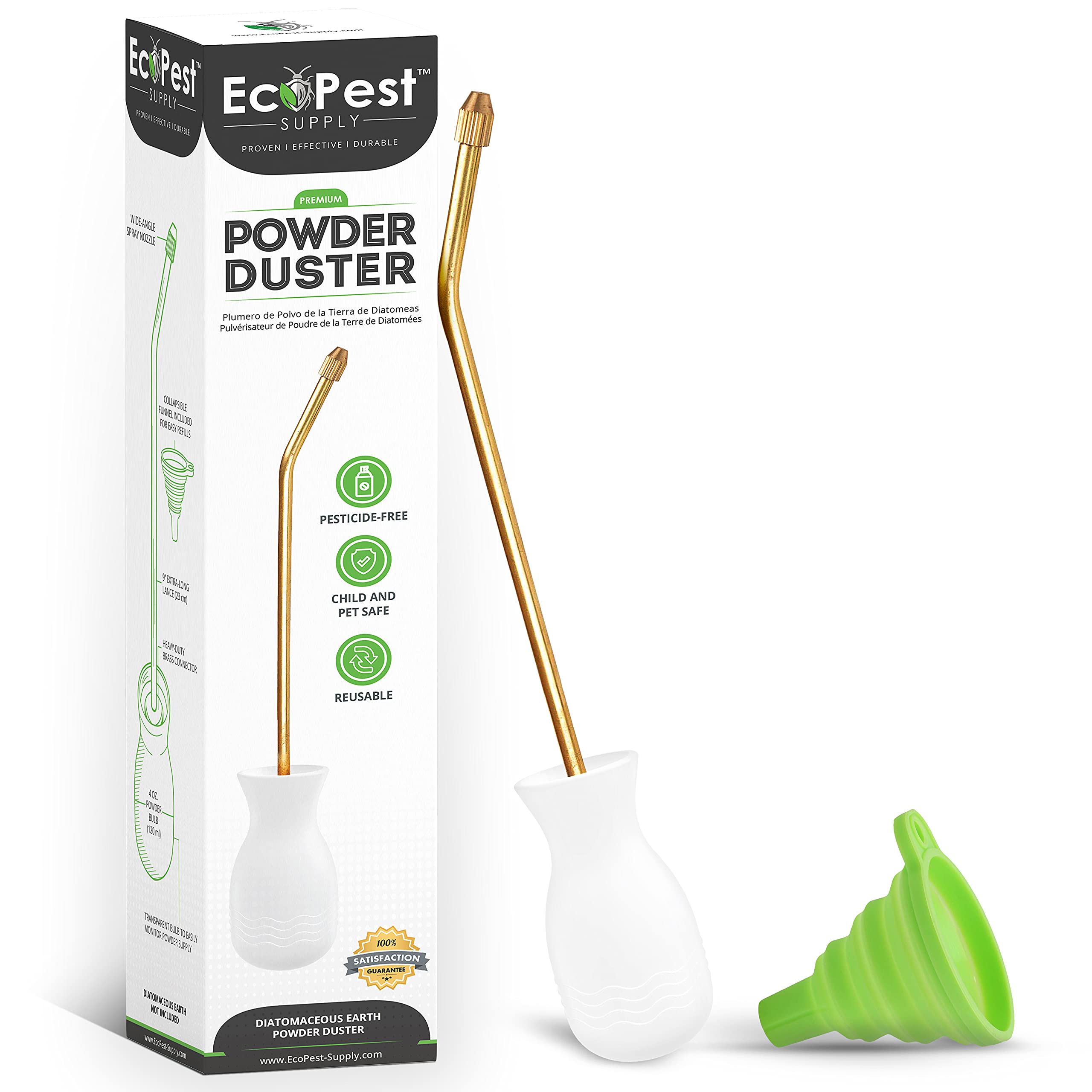 Diatomaceous Earth Powder Duster | Large Bulb Duster, Sprayer, and Applicator | Perfect for Organic Gardening and Pest Control Treatment for Bed Bugs, Roaches, Ants and Other Pests (Standard)
