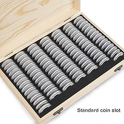 Wooden Coin Capsules Holder, Coin Storage Box Coin