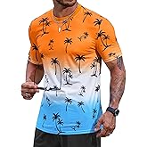 VOGSTART Men's Summer Graphic Shirts Crew Neck Short Sleeve Tropical Ombre Tee Shirt (S-2XL)