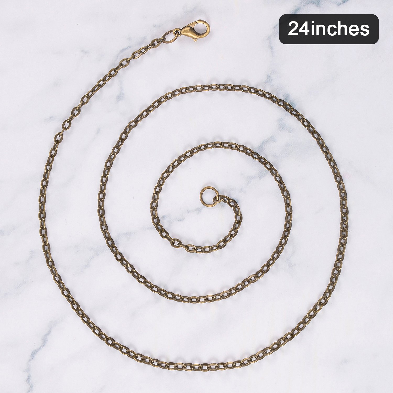 TecUnite TecUnite 24 Pack Necklace Chains Bulk Bronze DIY Cable Link Chains for Jewelry Making(24 Inch)