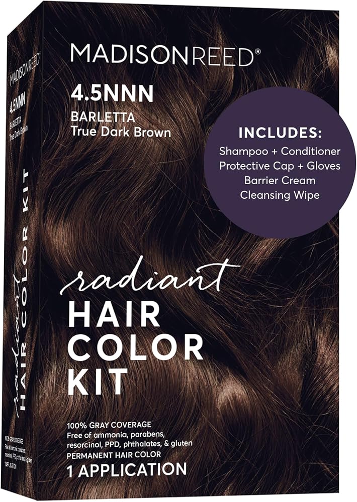 Madison Reed Radiant Hair Color Kit, 4.5NNN Darkest Brown, 1 Pack | 100% Gray Coverage for Resistant Grays, Ammonia-Free, PPD