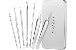 Blackhead Remover Tools, 7Pcs Pimple Acne Blemish Removal Tools Set Zit Extractor with Tin Case by JAZZZNAP, Silver