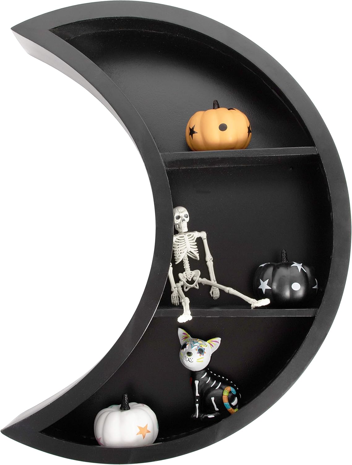 Gothic Curiosities Large Moon Shelf - 20 Inch Crystal Shelf Display for Stones, Essential Oils, Gothic Decor Items and More - Crescent Moon Decor