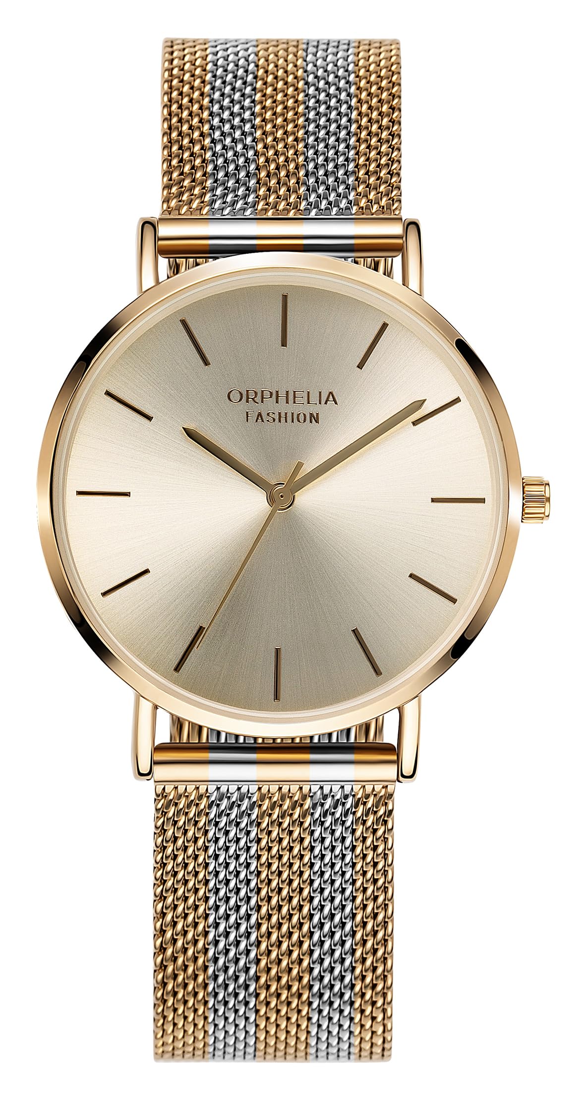 Orphelia Fashion Womens Analogue Watch Milano with Stainless Steel Mesh Band, Gold/Silver