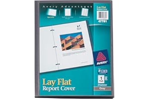 Avery Lay Flat Report Cover with 3 Plastic Fasteners, Clear Front Window, Holds up to 50 Sheets, 1 Gray Cover (47781)