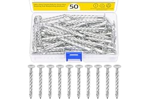 Mardatt 50Pcs Silver 6.5 x 65mm Fence Deck Nails, Spiral Shank Deck Nail Kit, Galvanized Solid Cement Nail Thread Twist Nails