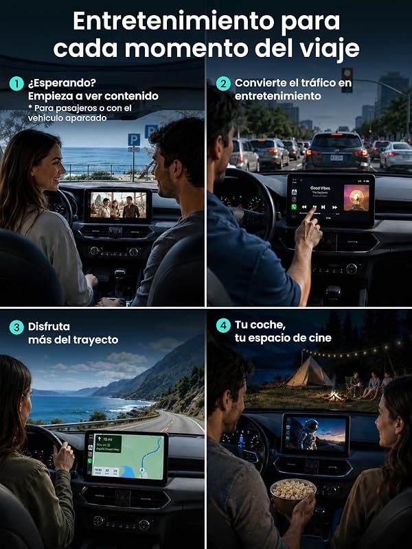Adaptador CarPlay Inalámbrico Android Auto, AI Box CarPlay Video 3 en 1 para Cable OEM CP/AA, 4G+32G, Doble WiFi y Concentrador Bluetooth IoT, para Netflix/Youtube/TikTok, DriveChat AI Voice, CB4B