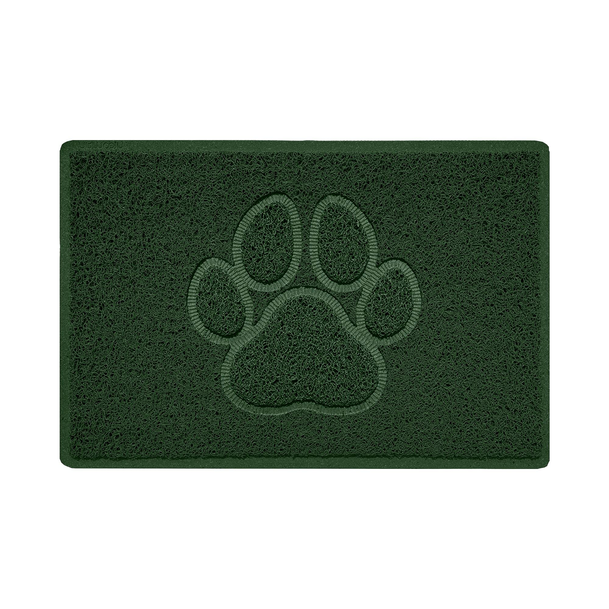 Nicoman PAW Shape Cat Litter Box Mat, Dog Food Feeding Tray Matt, Non-Slip, Easy Clean, Washable(60x40cm,Small),GREEN