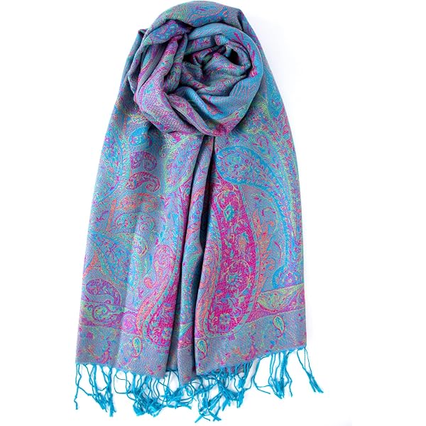 Châle Pashmina Réversible Femmes – Jacquard Vintage, Franges | 200 X 70 Cm Environ | Pour Soirée, Mariage, Quotidien - 4