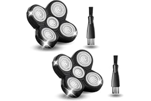 DREBIG 2 Pack Shaver Replacement Blades Compatible with Freedom Head Electric Razor Shaving, 5 Blades Shaver Replacement Heads for Head Shavers for Bald Men, Replacement Blades for Head Shaver Kit, 2 Brush