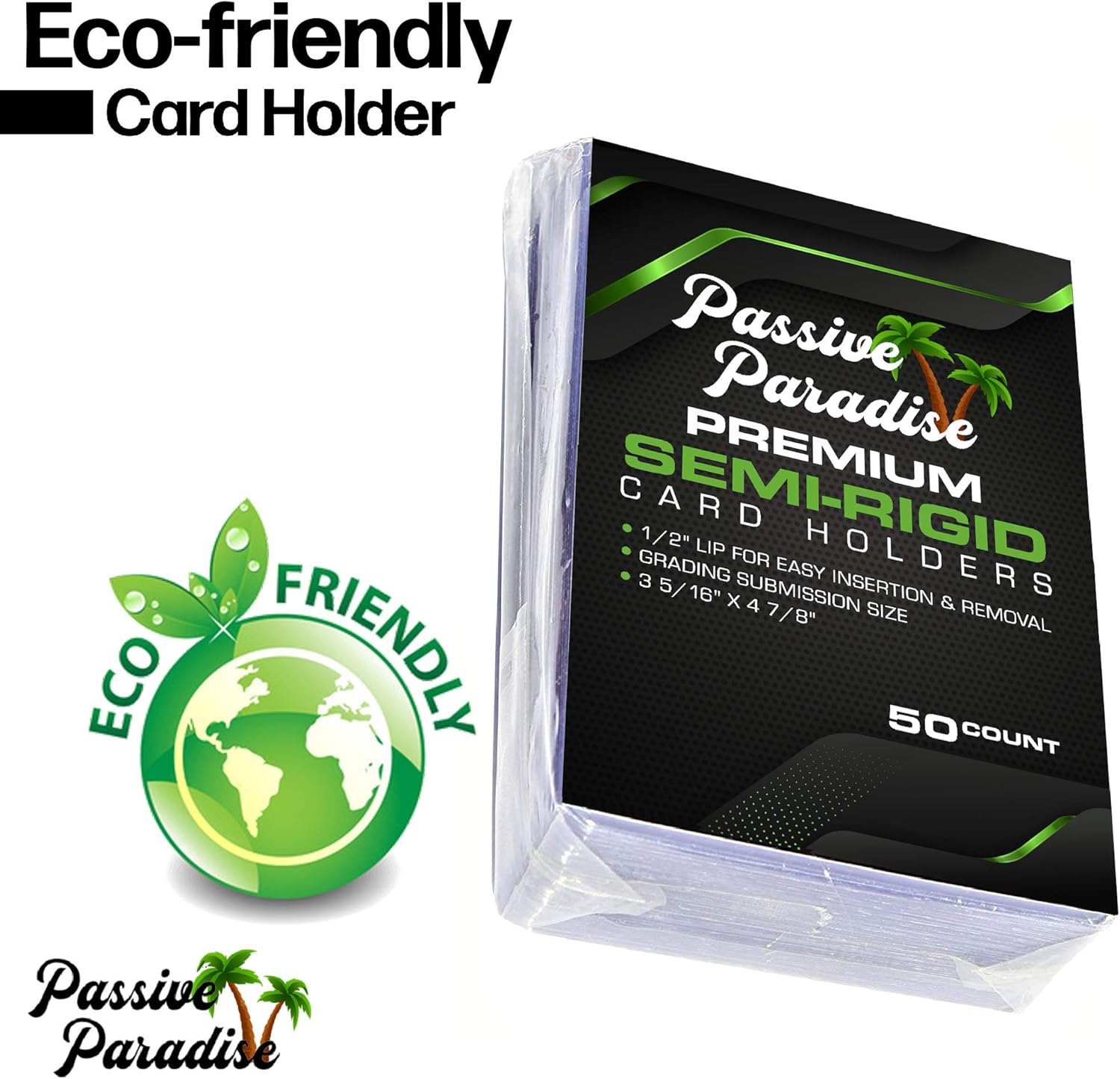 Passive Paradise Semi-Rigid Card Holders - 50 Count Premium Card Grading Submission Holders & 100 Penny Sleeves Included, Trading Card Protective Sleeves: Toys & Games