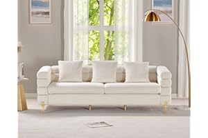 AMERLIFE Sofa, Oversized Sofa- 85 inch, 3 Seater Sofa Comfy Sofa for Living Room- White Deep Seat Sofa, Bouclé Couch