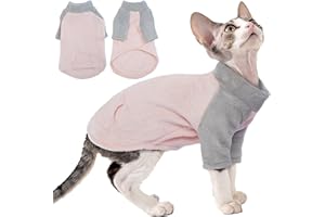 PUMYPOREITY Cozy Cat Sweater with Sleeves, Soft Coral Fleece Cat Clothes, Warm Winter Coat Thick Fleece for Hairless Cats, M, Pink