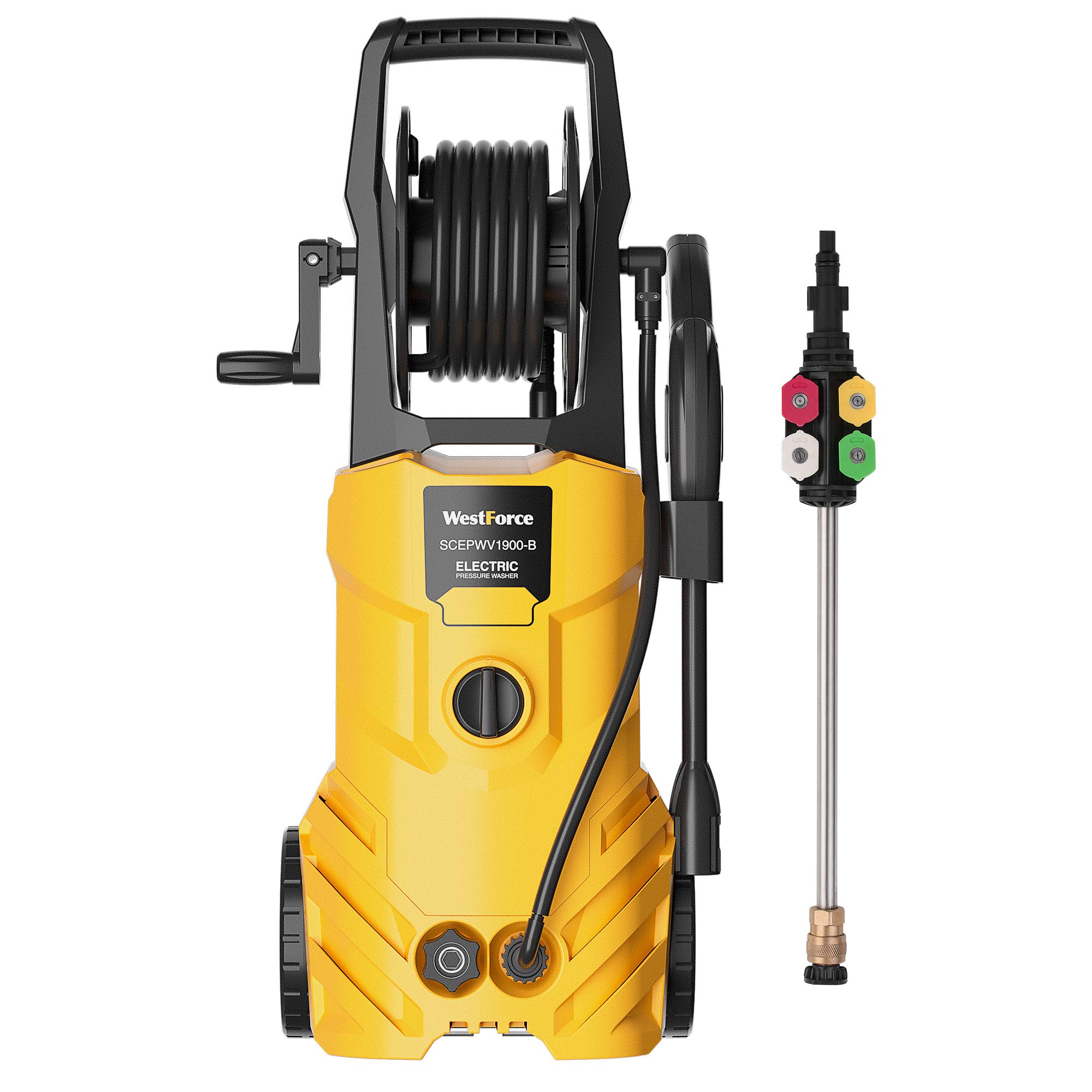 WestForce Electric Pressure Washer, 3000 PSI 1.85 GPM Power Washer, 1800 W High Power Cleaner with 5 Nozzles, Hose Reel, Detergent Tank Ideal for Car, Home, Garden