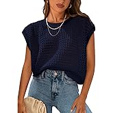 PRETTYGARDEN Womens Spring Tops 2026 Summer Shirts Crochet Cap Sleeve Sweater Pullover Cute Beach Vacation Clothes